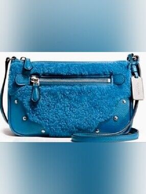 COACH 💙 RHYDER 🌟 SHEARLING POUCHETTE ('15) Pebbled Leather & Sheepskin Xbody